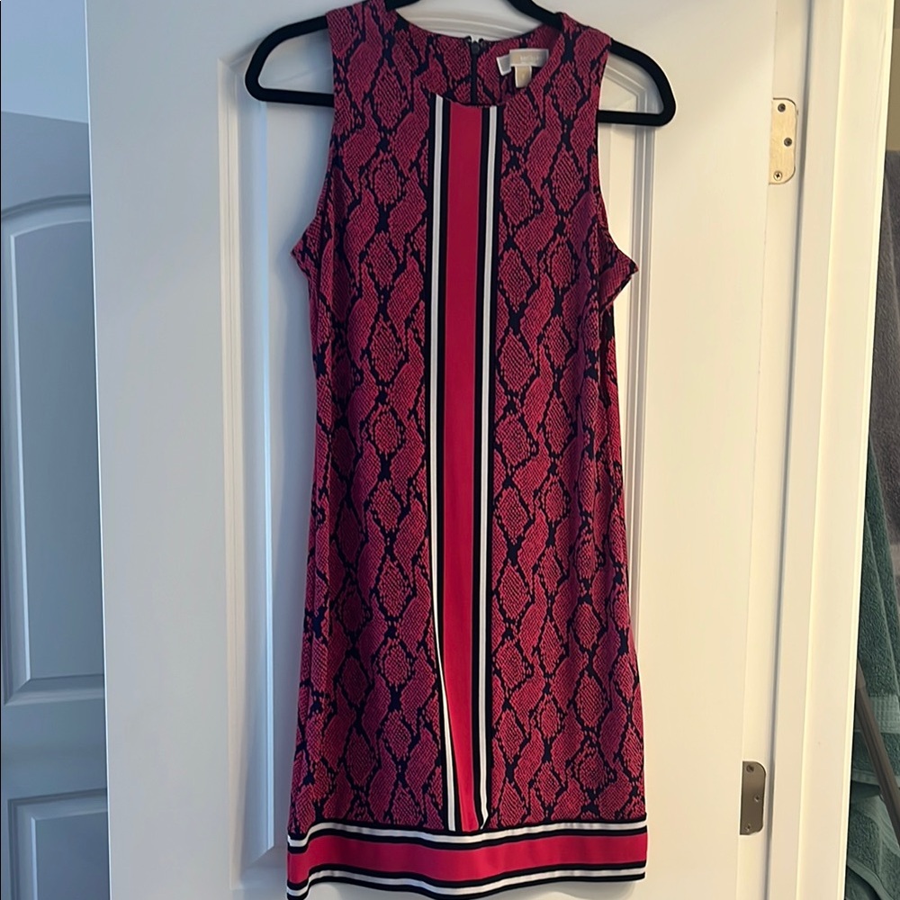Michaels Red Sheath Dress with Halter Neckline for Casual Occasions